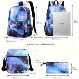 Anime Minec rafted Backpack 3pcs Women Men Backpack Travel Bag Schoolbag for Teens Girl Boys Solid Color Laptop Mochila GIFT