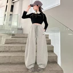 OLEKID Junior Girls Sweatpant Cotton Letter Embroidery Young Teens Girls Sports Pants Loose Elastic Waist Children Girls Trouser