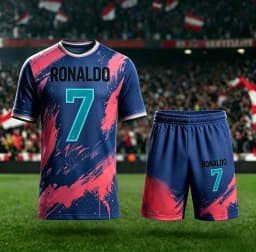 2026 Summer New # 7 Cristiano Ronaldo Short Sleved AI Color Series Football Shirt Adult Children Fashion Casual Large Sports Set