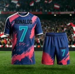 2026 Summer New # 7 Cristiano Ronaldo Short Sleved AI Color Series Football Shirt Adult Children Fashion Casual Large Sports Set
