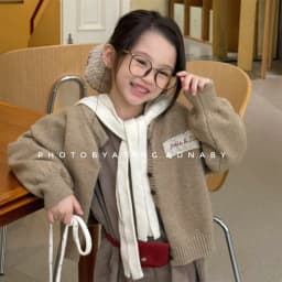 Girls Sweater 2026 Autumn New Children's Clothing Korean Style Girl Baby Fashion Loose Sweater Cardigan Casual Simple Daily