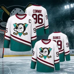 White Duck Ice Hockey Jersey Movie Version Number 96 Number 99 Home Uniform Sportswear Adult and Children Team Sport Clothing