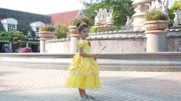 Girls Belle Princess Dress Yellow Party Dress Puff Sleeve Ruched Bodice Lace Hem Princess Gown for Kids Halloween Cosplay Party