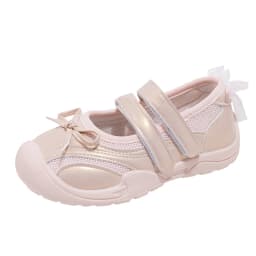 Little Girls Bow Mesh Sneakers, Dual Hook & Loop Straps, Breathable Upper, Non Slip Soft Sole Shoes for Daily Outdoor Wear
