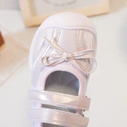 Little Girls Bow Mesh Sneakers, Dual Hook & Loop Straps, Breathable Upper, Non Slip Soft Sole Shoes for Daily Outdoor Wear