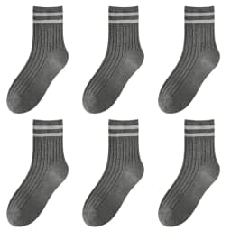 Kids Boys Girls Cotton Socks - Seamless Double Needle Ribbed 2-Stripe, Teens Students All Season School Home Sports Socks