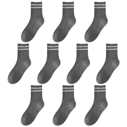 Kids Boys Girls Cotton Socks - Seamless Double Needle Ribbed 2-Stripe, Teens Students All Season School Home Sports Socks