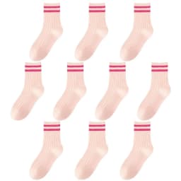 Kids Boys Girls Cotton Socks - Seamless Double Needle Ribbed 2-Stripe, Teens Students All Season School Home Sports Socks