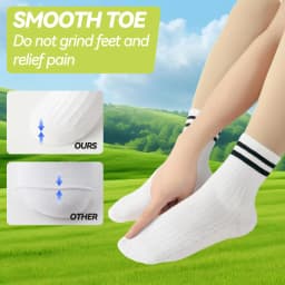 Kids Boys Girls Cotton Socks - Seamless Double Needle Ribbed 2-Stripe, Teens Students All Season School Home Sports Socks