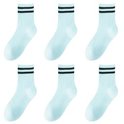 Kids Boys Girls Cotton Socks - Seamless Double Needle Ribbed 2-Stripe, Teens Students All Season School Home Sports Socks