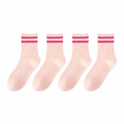 Kids Boys Girls Cotton Socks - Seamless Double Needle Ribbed 2-Stripe, Teens Students All Season School Home Sports Socks