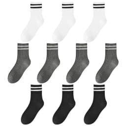 Kids Boys Girls Cotton Socks - Seamless Double Needle Ribbed 2-Stripe, Teens Students All Season School Home Sports Socks