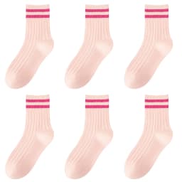 Kids Boys Girls Cotton Socks - Seamless Double Needle Ribbed 2-Stripe, Teens Students All Season School Home Sports Socks
