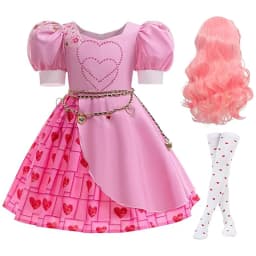 Girls Rise Red Costume Bridget Pink Princess Dress With Accessories For Movie Cosplay Halloween Carnival Birthday Party Outfit