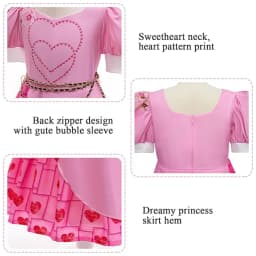Girls Rise Red Costume Bridget Pink Princess Dress With Accessories For Movie Cosplay Halloween Carnival Birthday Party Outfit