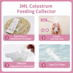 Colostrum Collector kit, 3ml/6pcs Breast Milk Collection Baby Feeding, Reusable, Heat & Freezer Resistant, BPA-Free
