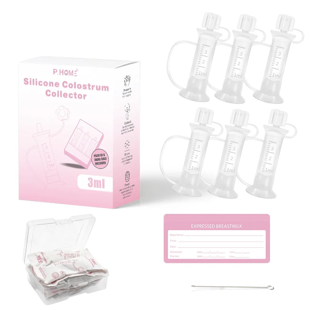 Colostrum Collector kit, 3ml/6pcs Breast Milk Collection Baby Feeding, Reusable, Heat & Freezer Resistant, BPA-Free
