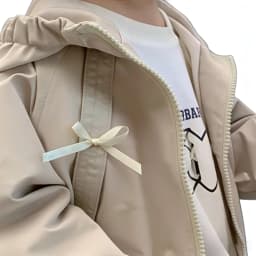 Girls Hooded Windbreaker Jacket 2026 Spring Autumn Cute Bow Zipper Lightweight Outerwear Casual Waterproof Coat For Kids 4-12Yrs