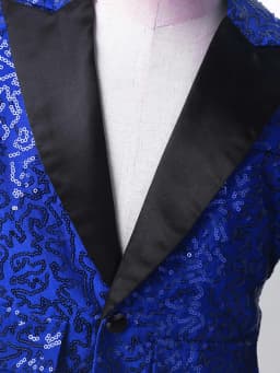 Kids Boys Shiny Sequins Coat Modren Competition Dance Performance Jacket Banquet Party Long Sleeve Tuxedo Suit with Fedora Hat