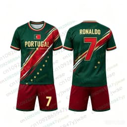 Portugal Jersey Ronaldo Fan Edition Football Shirt 3D Printed Set Outdoor Sports Training Tee Adult Children's T-shirts Shorts