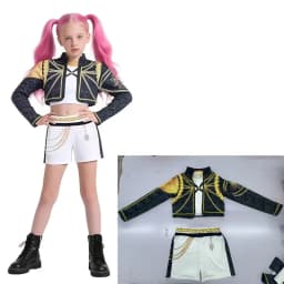 White Gold Girls 2 Piece Dance Costume Popular Korean Music Performance Clothing Kids Birthday Party Cosplay Singer Team Uniform