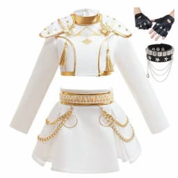 White Gold Girls 2 Piece Dance Costume Popular Korean Music Performance Clothing Kids Birthday Party Cosplay Singer Team Uniform