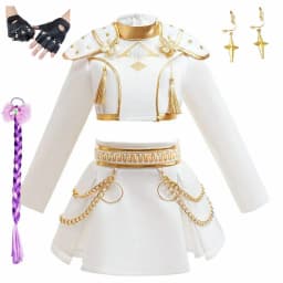 White Gold Girls 2 Piece Dance Costume Popular Korean Music Performance Clothing Kids Birthday Party Cosplay Singer Team Uniform