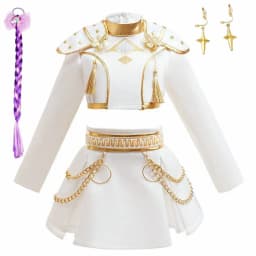 White Gold Girls 2 Piece Dance Costume Popular Korean Music Performance Clothing Kids Birthday Party Cosplay Singer Team Uniform