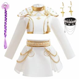 White Gold Girls 2 Piece Dance Costume Popular Korean Music Performance Clothing Kids Birthday Party Cosplay Singer Team Uniform