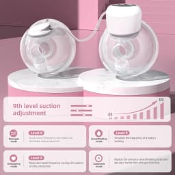 2-in-1 Wearable Breast Pump Hands Free Electric Breast Pumps Comfort Milk Collector W/ LCD Display 4 Modes & 9 Level,300mmHg MAX