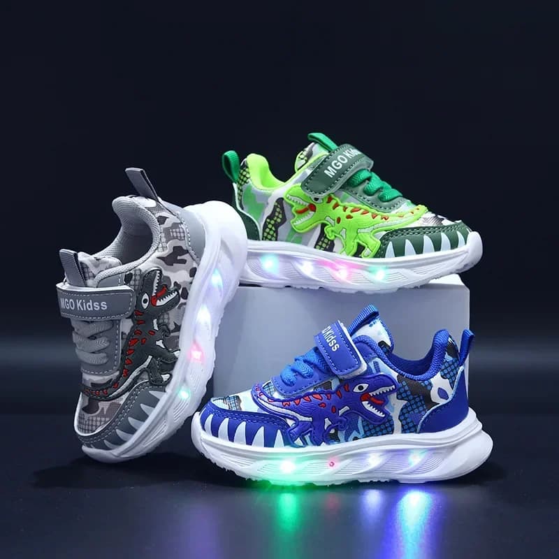 2026 New Boys Led Lighted Shoes Fashion Mickey Children's Casual Sneakers Kids Luminous Shoes Sport Shoes Lighted Shoes