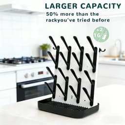 1PC Bottle Drying Rack, Vertical Dryer with 18 Hooks, Space-Saving Kitchen Organizer for Bottles, Brushes & Pump Parts