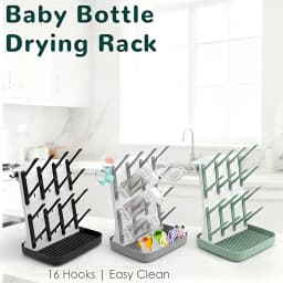 1PC Bottle Drying Rack, Vertical Dryer with 18 Hooks, Space-Saving Kitchen Organizer for Bottles, Brushes & Pump Parts