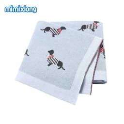 Baby Blankets Newborn Cartoon Swaddle Wrap Monthly Blankets 100%Cotton Knitted Toddler Infant Outdoor Playing Clip Mats 100*80cm