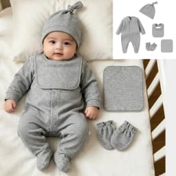 100% Cotton Newborn Baby Sets Hospital Baby Girl Clothes Set Pink Long Sleeve Footed Romper+Hat+Drool Bib+Glove Outfits Gift Box