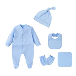 100% Cotton Newborn Baby Sets Hospital Baby Girl Clothes Set Pink Long Sleeve Footed Romper+Hat+Drool Bib+Glove Outfits Gift Box