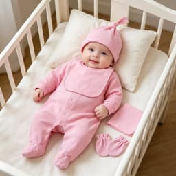 100% Cotton Newborn Baby Sets Hospital Baby Girl Clothes Set Pink Long Sleeve Footed Romper+Hat+Drool Bib+Glove Outfits Gift Box