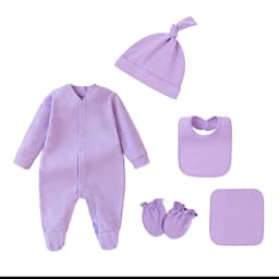 100% Cotton Newborn Baby Sets Hospital Baby Girl Clothes Set Pink Long Sleeve Footed Romper+Hat+Drool Bib+Glove Outfits Gift Box