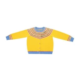 Korean Style Children's Clothing2026New Winter Vintage Fair Isle Jacquard Knit Cardigan for Girls