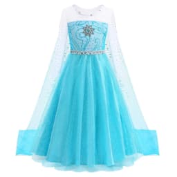 Girls Ice Fantasy Princess Mesh Ball Gown Kids Cosplay Dress for Halloween Carnival Birthday Theme Party Role Play Dress-Up
