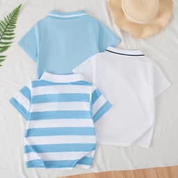 3-piece Set Of Children's Summer Fresh Combination Polo Shirt For Boys And Girls Versatile And Handsome Short Sleeved Lapel T-sh