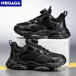 Children's Fashion Sports Shoes Breathable Student Black School Walking Shoes Anti-skid Boys& Girls Casual Running Sneaker
