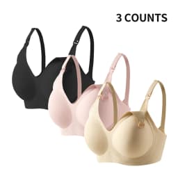 3Pcs Seamless Nursing Bra Wireless Maternity Bra One-Hand Clip Open Breastfeeding Bra Adjustable Straps Pregnancy Lingerie