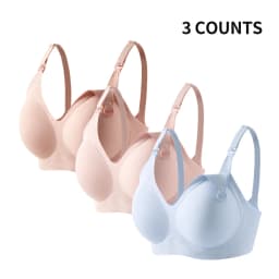3Pcs Seamless Nursing Bra Wireless Maternity Bra One-Hand Clip Open Breastfeeding Bra Adjustable Straps Pregnancy Lingerie