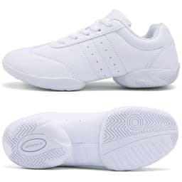 BAXINIER Girls White Cheerleading Dance Shoes Athletic Training Tennis Breathable Youth Competition Cheer Sneakers
