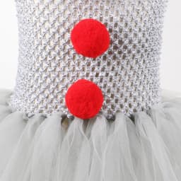 Kids Girls Creepy Clown Fancy Costume Gray Tulle Tutu Dress Cosplay Outfit for Halloween Carnival of The Dead Stage Party Wear