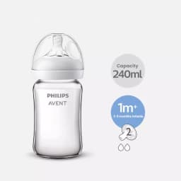 Philips Avent Glass Baby Bottle Silicone Nipple Wide Caliber for 0-1 Month Baby