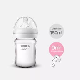 Philips Avent Glass Baby Bottle Silicone Nipple Wide Caliber for 0-1 Month Baby