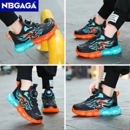 New Anti-skid Leather Kids Sneakers for Boys Running Walking Lightweight Casual Shoes With Fashion Dragon Pattern Size 28-39