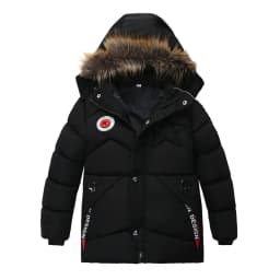 2-8 Years Winter Boys Jacket Thick Keep Warm Lining Plush Detachable Hat Hooded Fur Collar Coat For Kids Children Outerwear